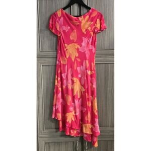 Donna Ricco Dress Size 14 Floral Sleeveless High Low Hem